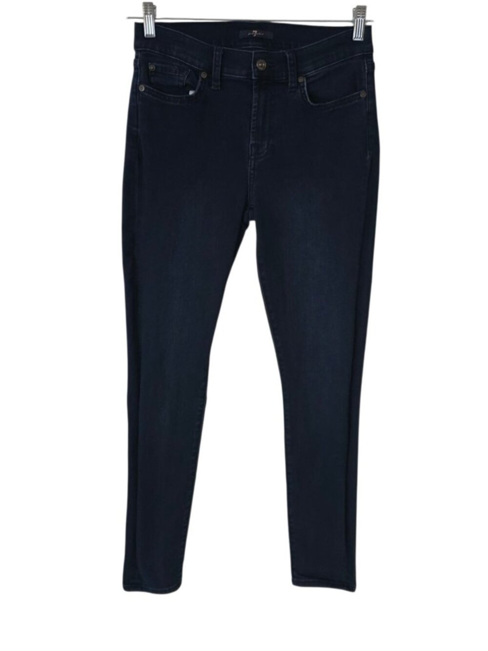 7 For All Mankind Jeans Gwenevere Tapered Leg Stretch Dark Blue Denim Sz 28